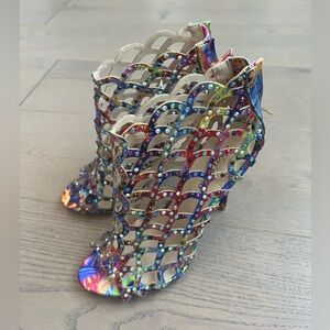NWT - Zigi Soho Multicolor Floral Cutout Heel Sandals - 8 M - Colorful Festival